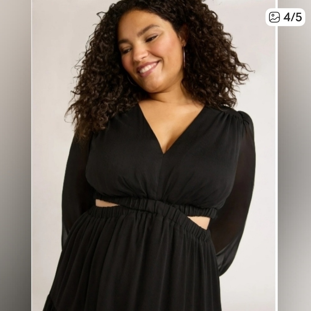 Sofia by Sofia Vergara Black Sheer‎ Sleeve Maxi Dress 3X - Picture 3 of 7